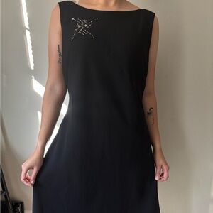 Y2K Grunge Black Formal Goth Midi Whimsy Fairy Beaded Open Back Dress Medium